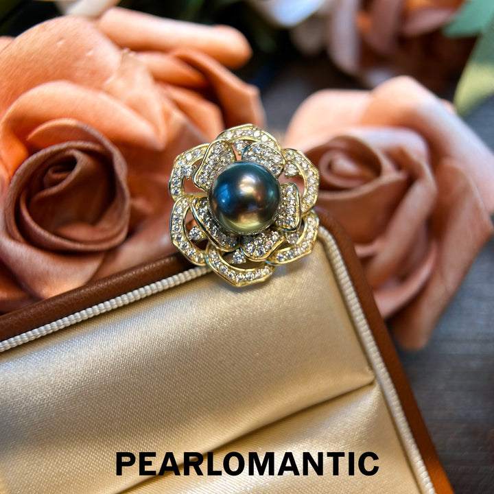 [Designer's Choice] Tahitian Black Pearl Peacock Mirage Adjustable Silver Ring