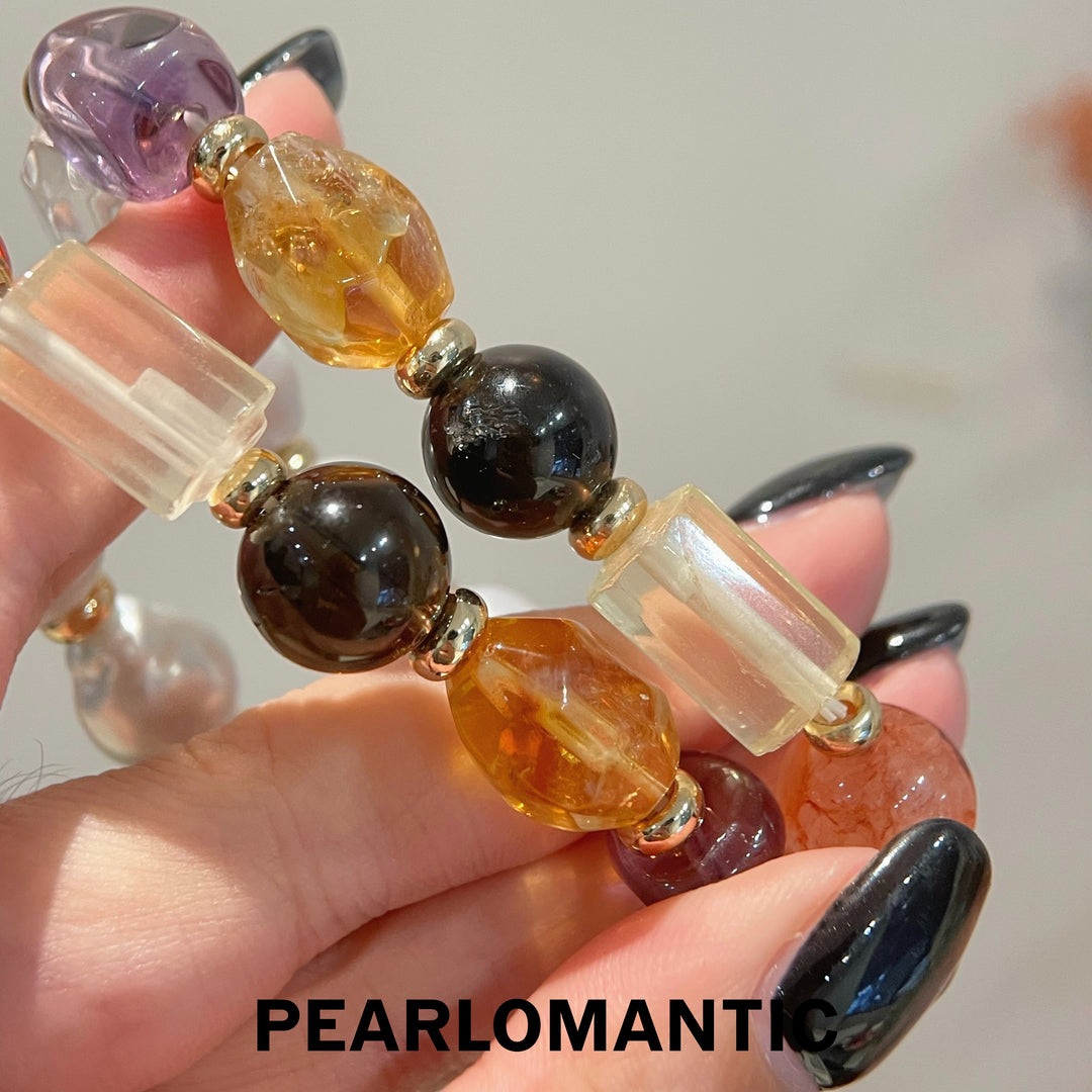 [Designer's Choice] Crystal Pearl Fusion' Bracelet – Australian Baroque  & Diverse Natural Crystals