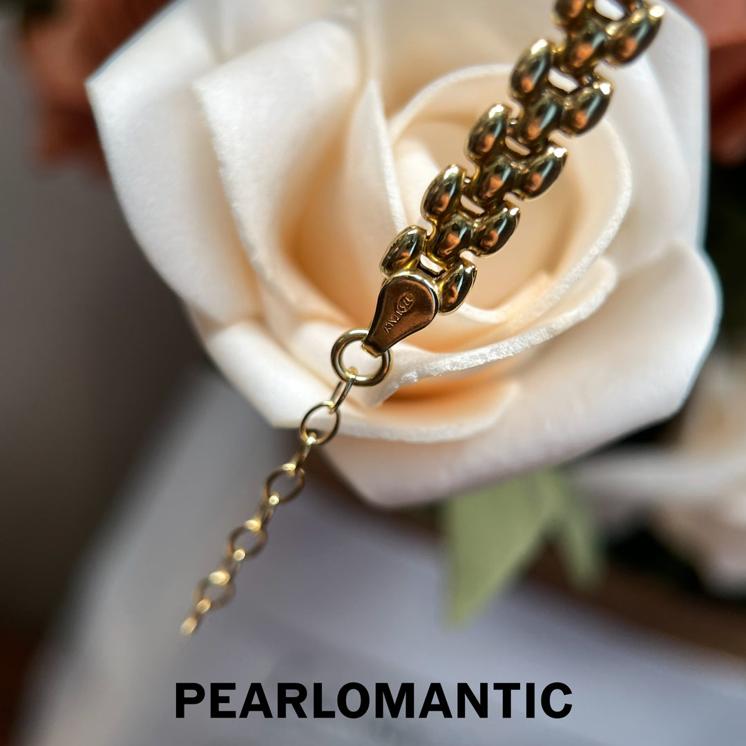 [618 Sale] Italy Made S925 Gold Plated Link Bracelet w/ Sparkling Square Stations