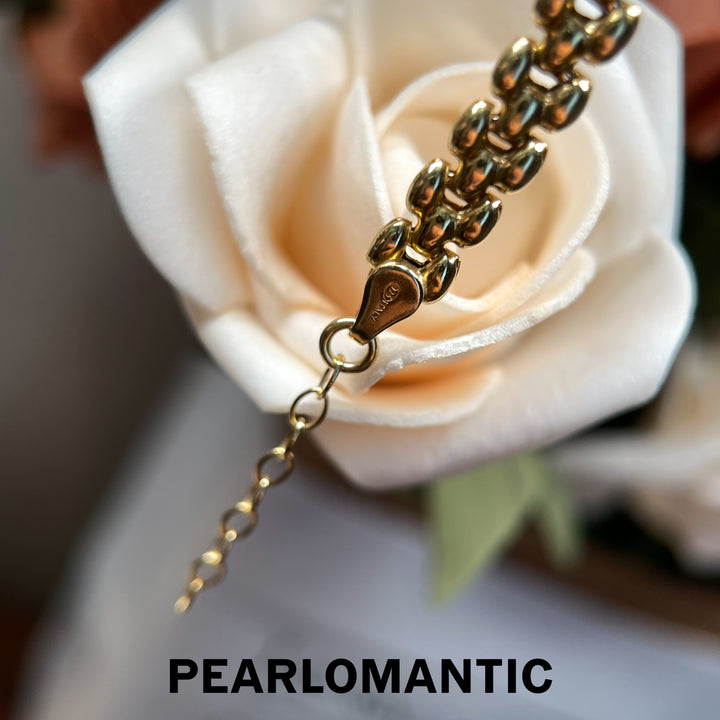 [618 Sale] Italy Made S925 Gold Plated Link Bracelet w/ Sparkling Square Stations