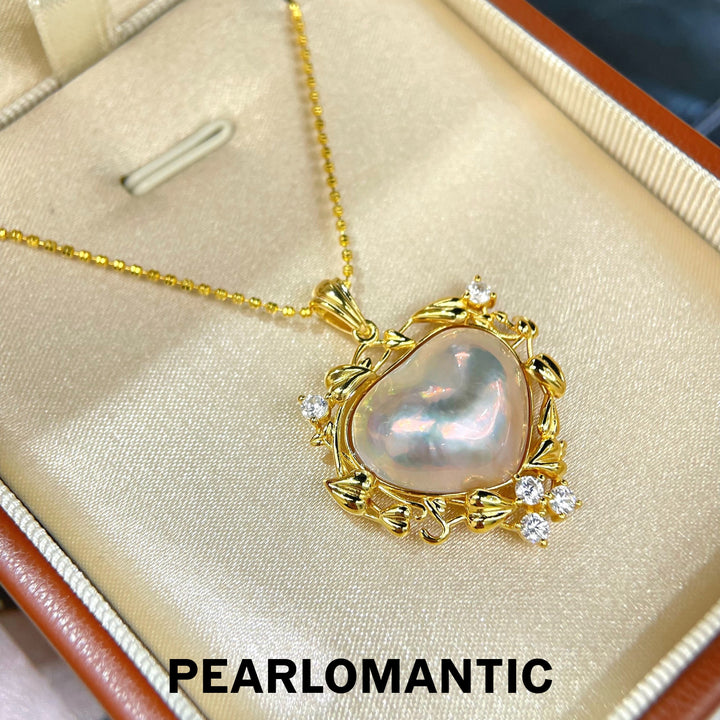 [Designer's Choice] Saltwater Mabe Pearl Heart Shape 17-18mm Rare Size Pendants