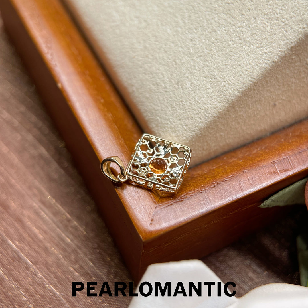 [Fine Jewelry] 18k Gold & 0.65ct Spessartine Garnet Buccellati Style Pendants w/ Adjustable Chain