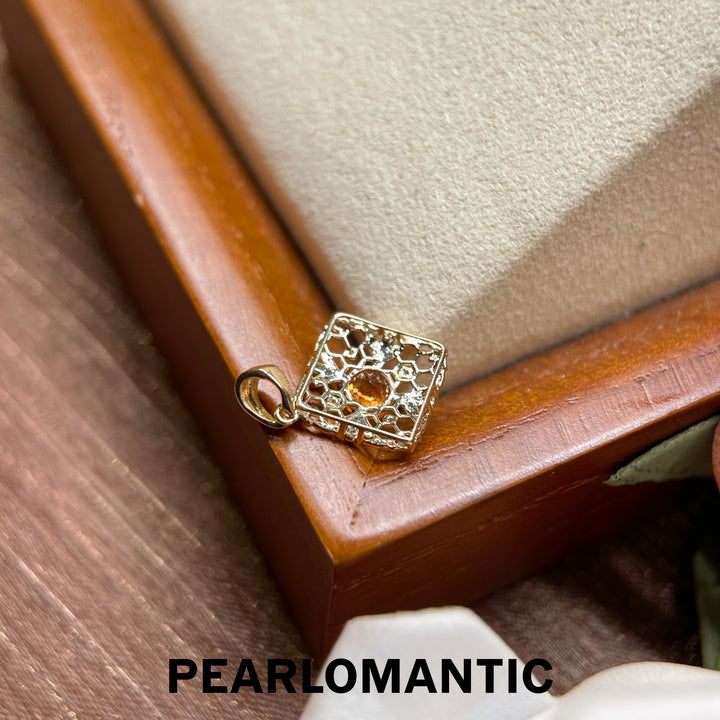 [Fine Jewelry] 18k Gold & 0.65ct Spessartine Garnet Buccellati Style Pendants w/ Adjustable Chain