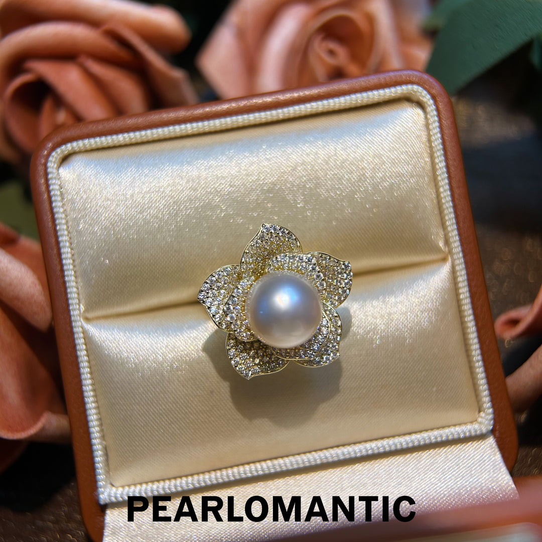 [Designer's Choice] Australian Dusty Rose Pearl Luminous Petal Adjustable Silver Ring