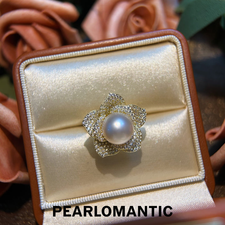 [Designer's Choice] Australian Dusty Rose Pearl Luminous Petal Adjustable Silver Ring