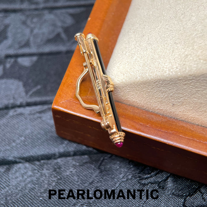 [618 Sale] Black Agate Multi Purpose Bar Brooch w/ Pendant Hook