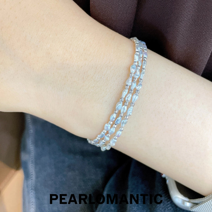 [Designer's Chioce] Australian White Keshi Pearl Moonlight Bead Bracelets w/ S925 Silver