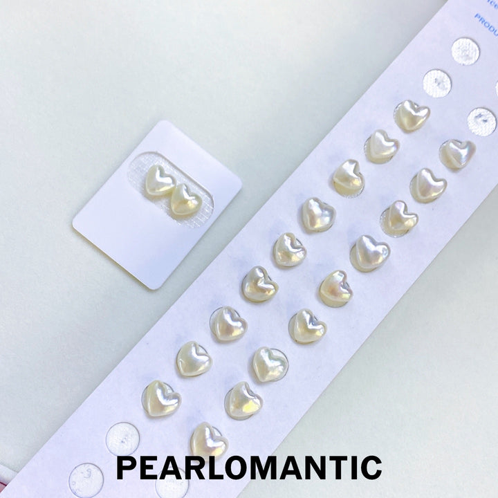 [Group-Buying] 18k Gold & Australian Keshi Natural Pearl Heart Shape 8-9mm Earring Studs