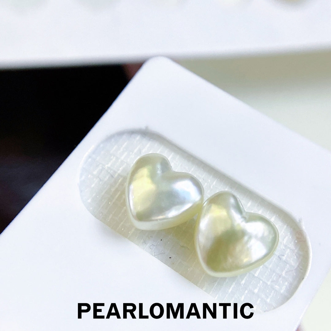 [Group-Buying] 18k Gold & Australian Keshi Natural Pearl Heart Shape 8-9mm Earring Studs