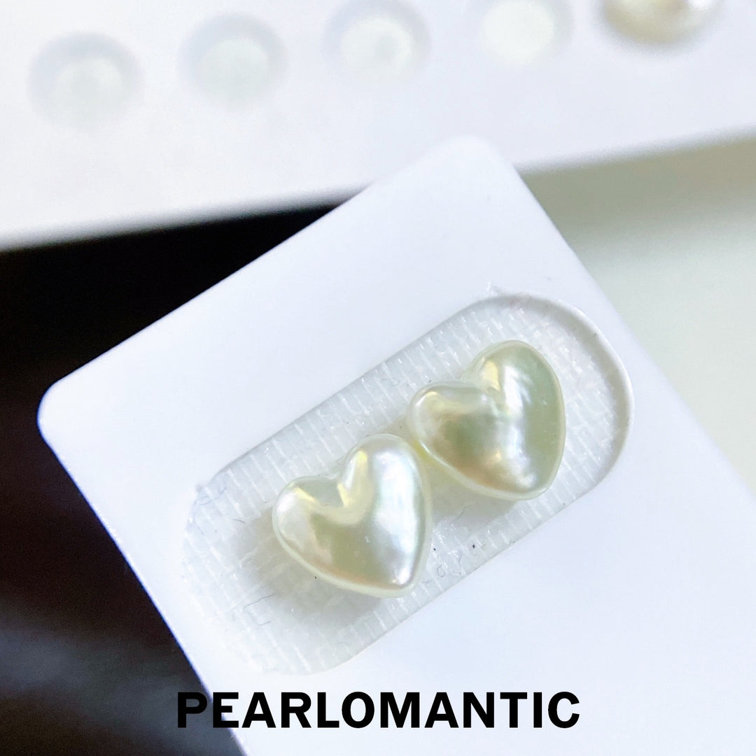 [Group-Buying] 18k Gold & Australian Keshi Natural Pearl Heart Shape 8-9mm Earring Studs