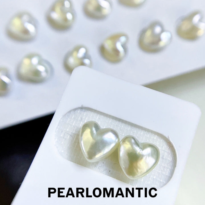 [Group-Buying] 18k Gold & Australian Keshi Natural Pearl Heart Shape 8-9mm Earring Studs