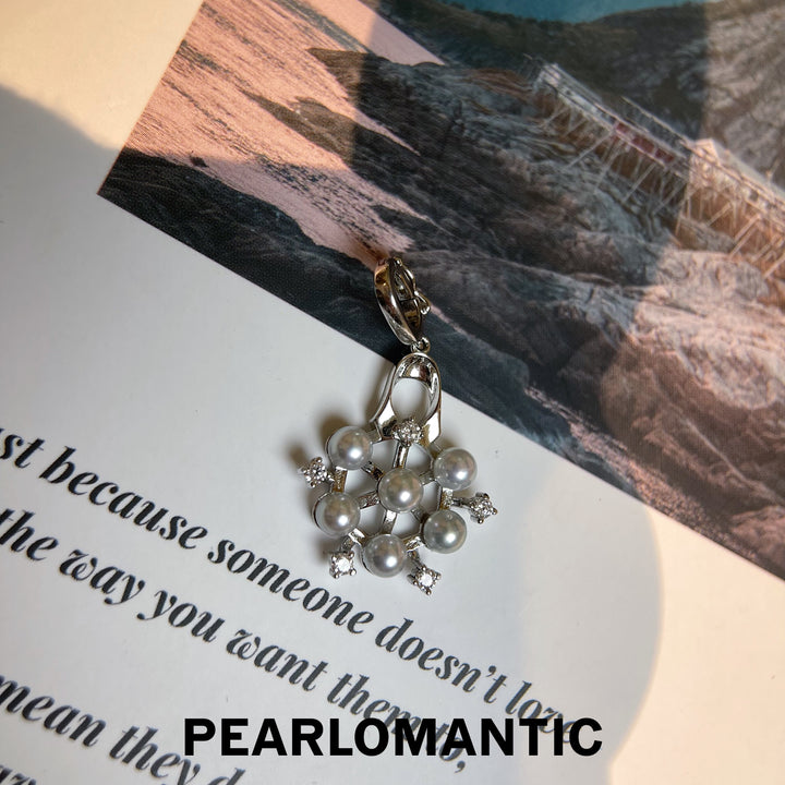 [Fine Jewelry] Akoya 4-5mm Pearl Snowflake Design Pendants w/ S925 Silver
