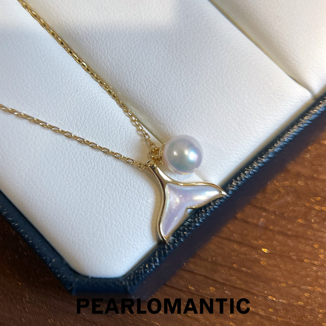 [Fine Jewelry] Akoya 7-8mm Pearl Fishtail Design w/ MOP Pendants w/ S925 Silver