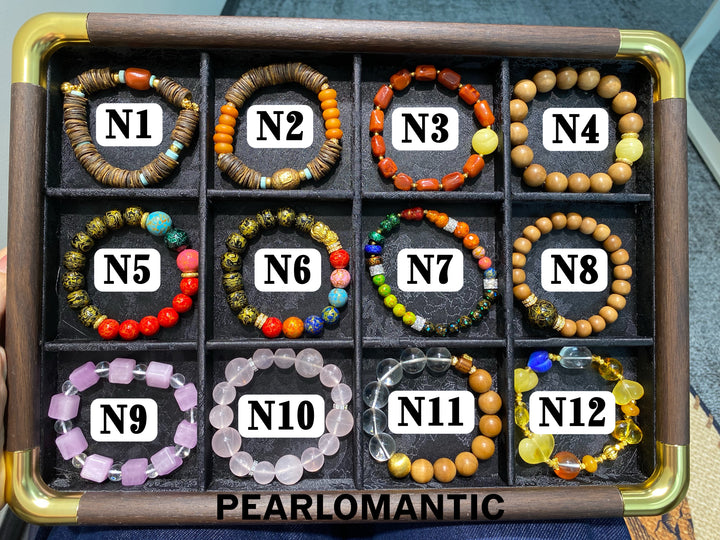 [Special Event] Natural Crystal, Amber &amp; Wood Beaded Bracelet Collection 1