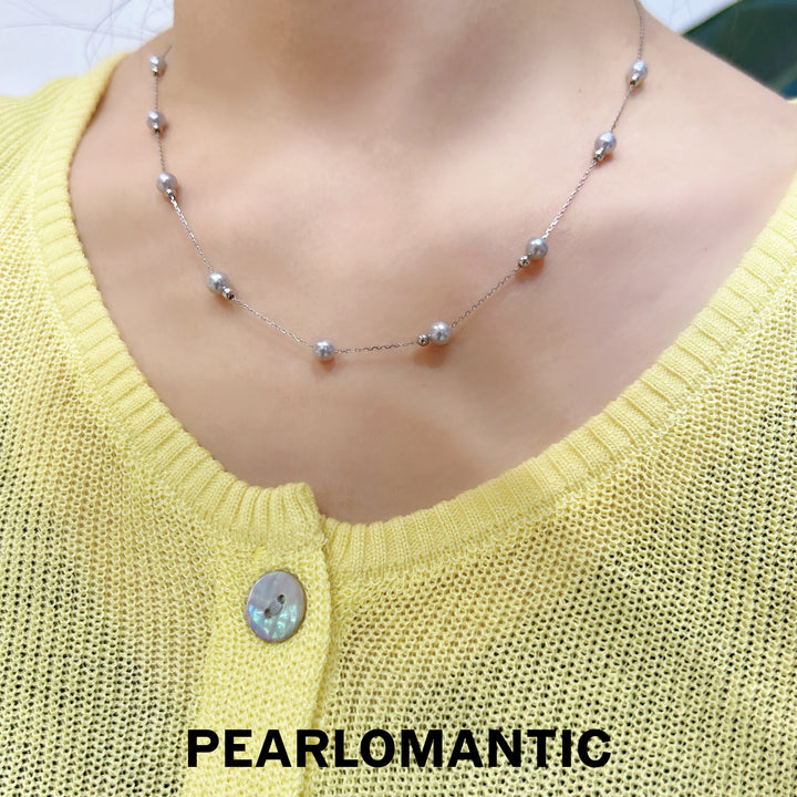 [Fine Jewelry] Akoya Pearl 4.5-5mm Starry Dots - Smile Minimalist Necklace Pendants