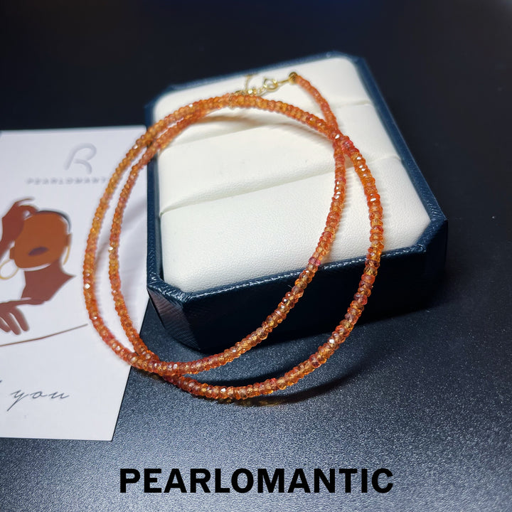 [Fine Jewelry] Padparadscha Sapphire Necklace 43+5cm w/ 18k Gold