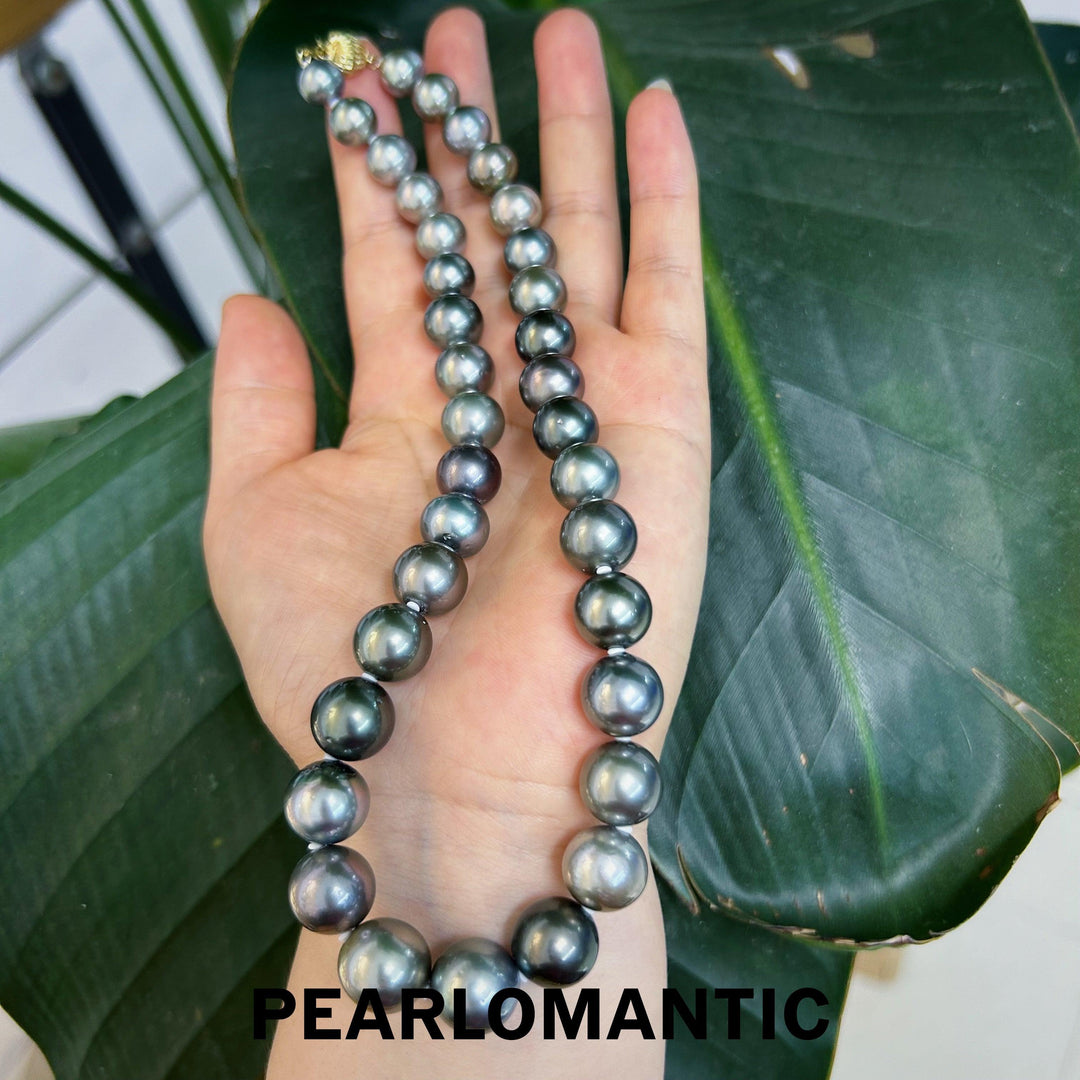 [Fine Jewelry] Tahitian Black 9-13mm Pearl 4A Excellent Luster w/ 18k Gold & Certificate