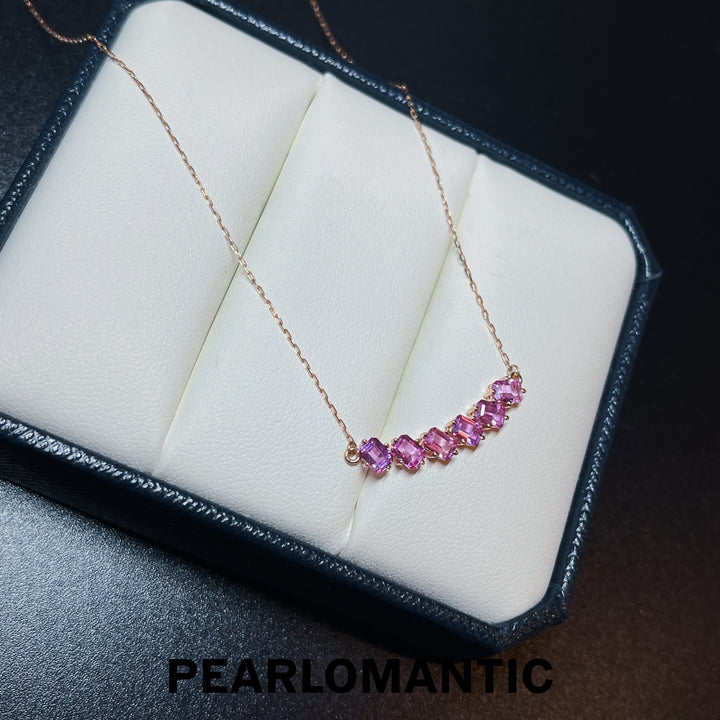 [Fine Jewelry] Pink Sapphire 1.5ct Smile Design Necklace w/ 18k Rose Gold