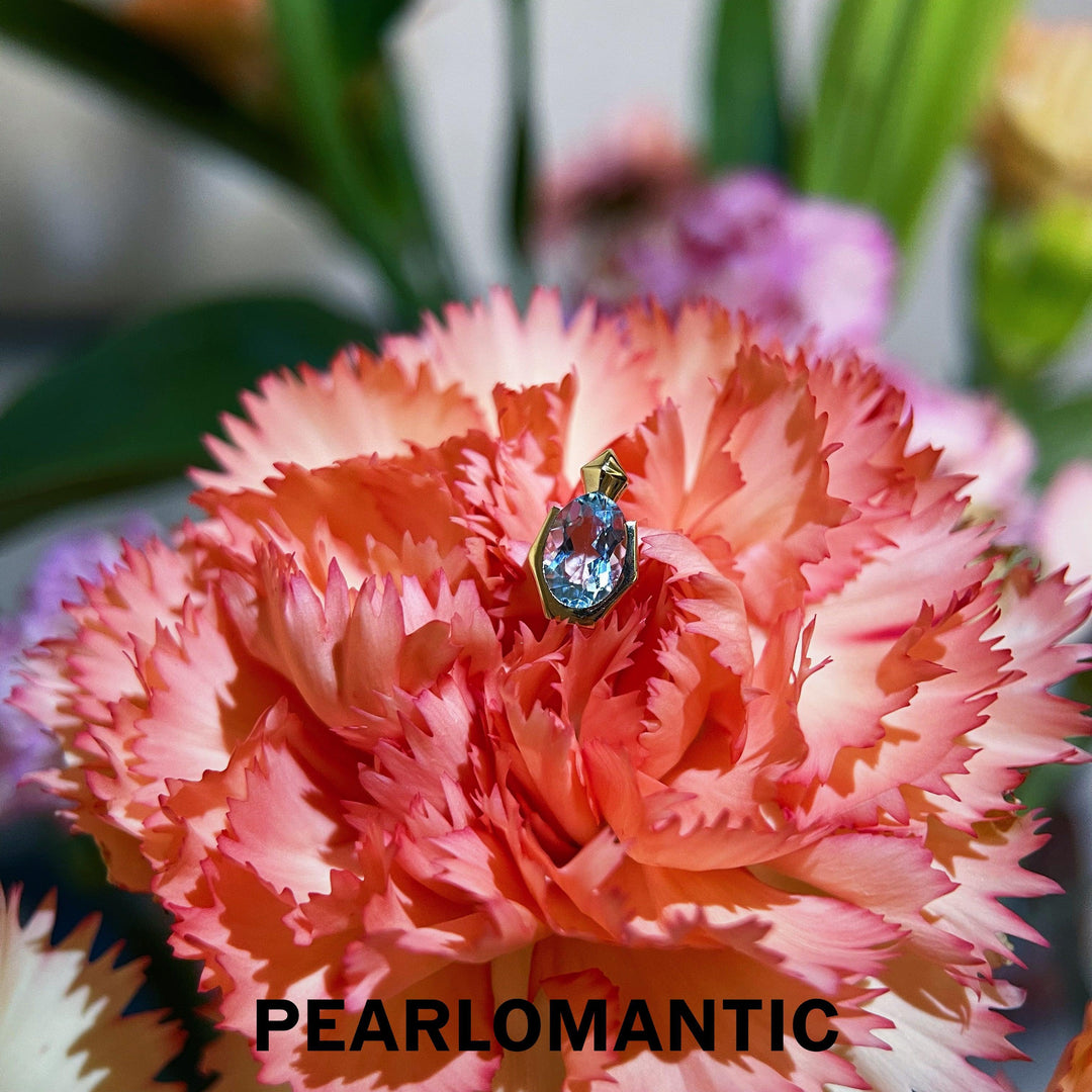 [Designer's Choice] Aquamarine 0.9ct Mini-Bottle Design Pendant w/ 18k Gold