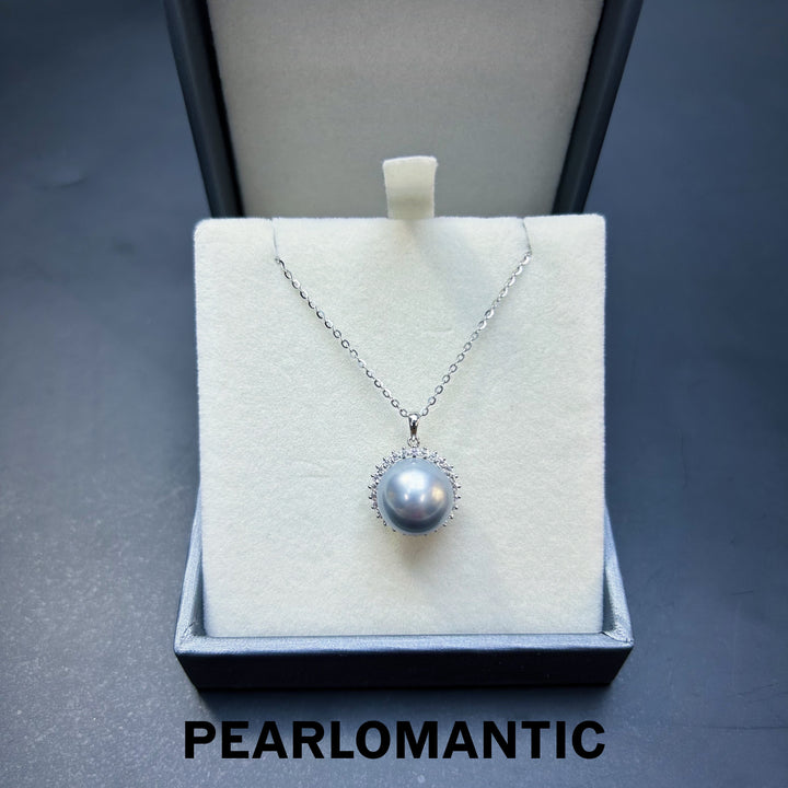 [Fine Jewelry] Tahitian Platinum Grey Pearl 11-12mm Natural Color 4A+ Pendant w/ 14k Gold