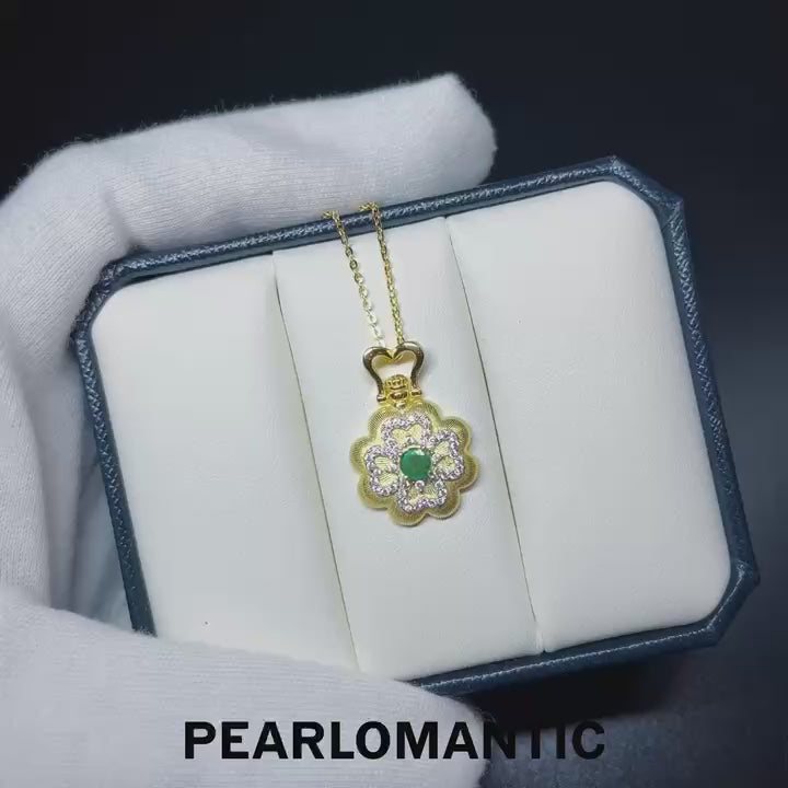 [Designer's Choice] Emerald vvg 0.3ct Italy Buccellati Style Pendant S925 w/ Gold Plated