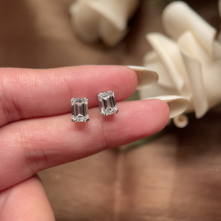 [Compra en grupo] Pendientes de oro blanco de 18 quilates de 2,0 quilates, diamantes de laboratorio y PT950, clásicos imprescindibles
