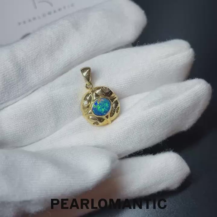 [Fine Jewelry] Australian Opal 0.62ct & Diamonds 0.01ct Pendant w/ 14k Gold