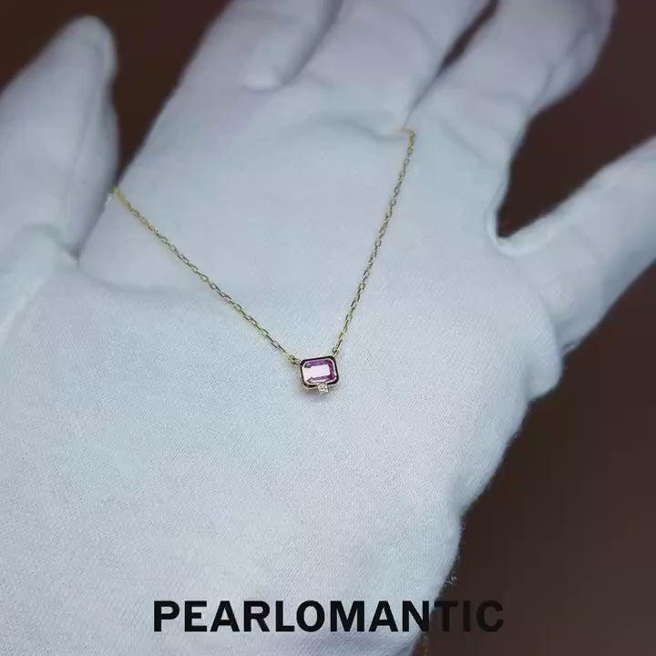 [Fine Jewelry] Pink Sapphire 0.25ct + Diamond Mini-Bag Design Pendant w/ Certificate & 18k Gold