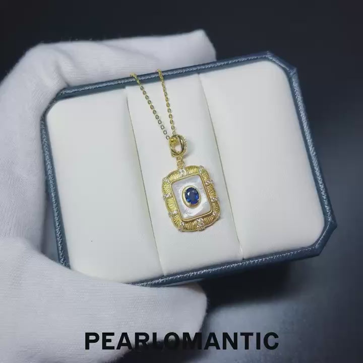 [Designer's Choice] Sapphire 0.3ct Royal Blue w/ Natural MOP All-purpose Buccellati style Pendant