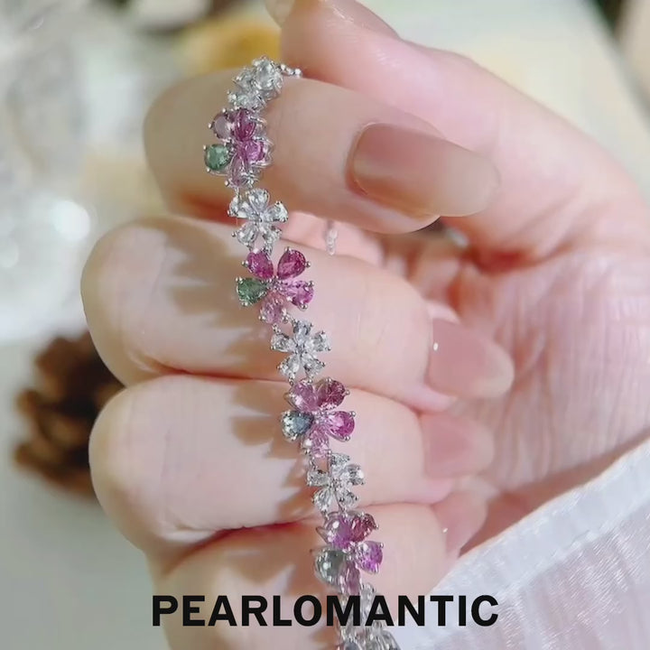 [Designer’s Choice] Candy Bloom Natural Pink Tourmaline Floral Bracelet 3.8ct