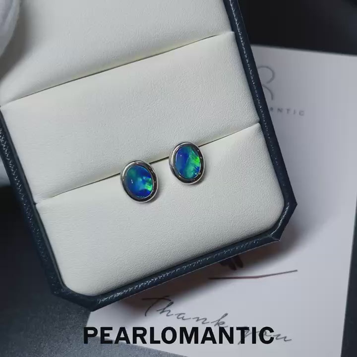 [Fine Jewelry] Australian Opal 1.58ct Earring Stud w/ 14k Gold