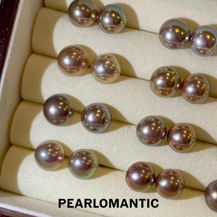 【Designer’s Choice】Rare Mabe Pearl 18k Earring Stud! Rare Body Color w/ Rare Overtone