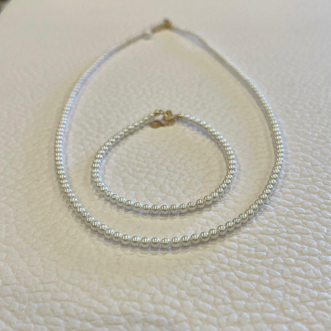 【Top Level】18k Freshwater Pearl 2.5-3mm Necklace & Bracelet & Set