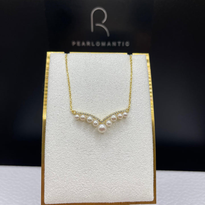 [Everyday Essentials] V-Style Design Freshwater Pearl Necklace w/ s925