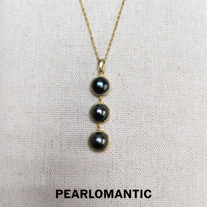 [Designer’s Choice] Tahitian Black Mabe Pearl 8mm w/ S925 Drap Balance Design Pendant