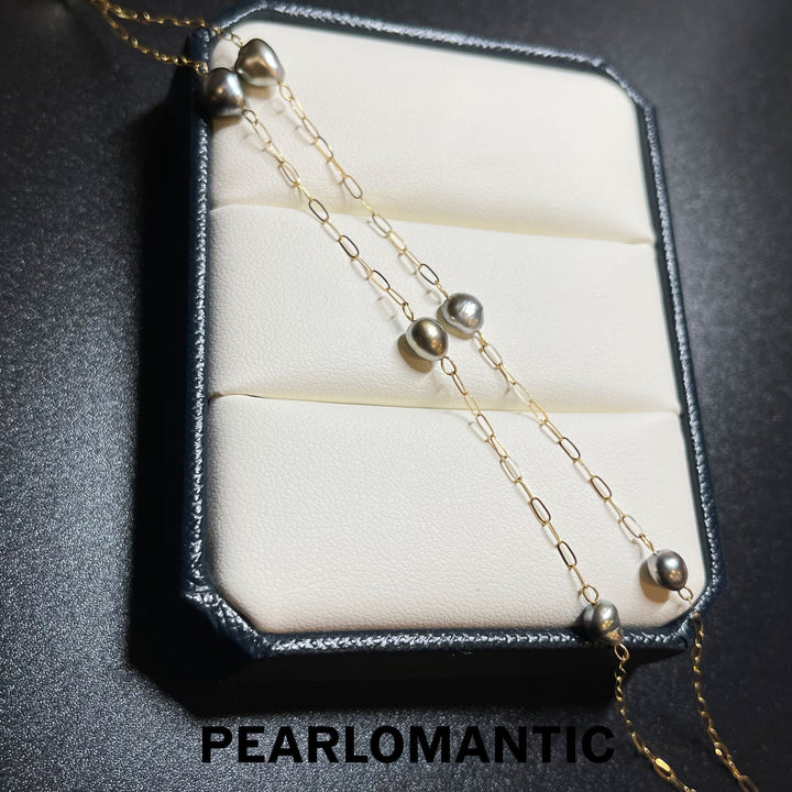 [Half Yearly Sale] Tahitian Keshi 4-5mm + South Sea Golden Baroque Pearl 11-12mm Necklace
