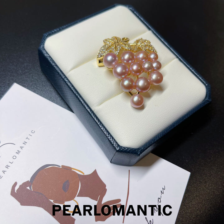 [Everyday Essentials] Freshwater Pearl Multi-Sizes Lil Grape Design Brooch w/ S925
