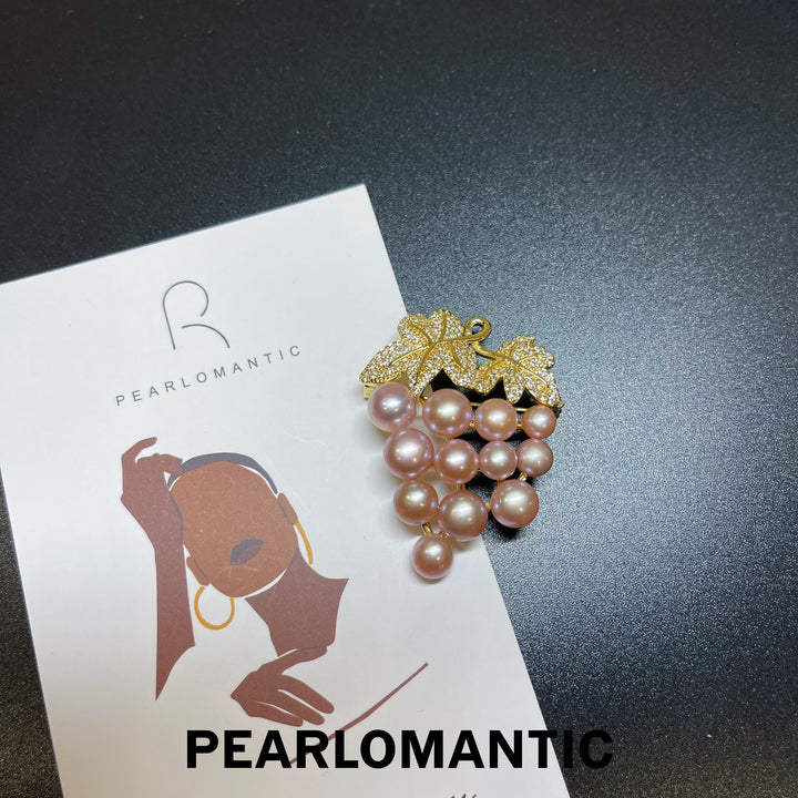 [Everyday Essentials] Freshwater Pearl Multi-Sizes Lil Grape Design Brooch w/ S925