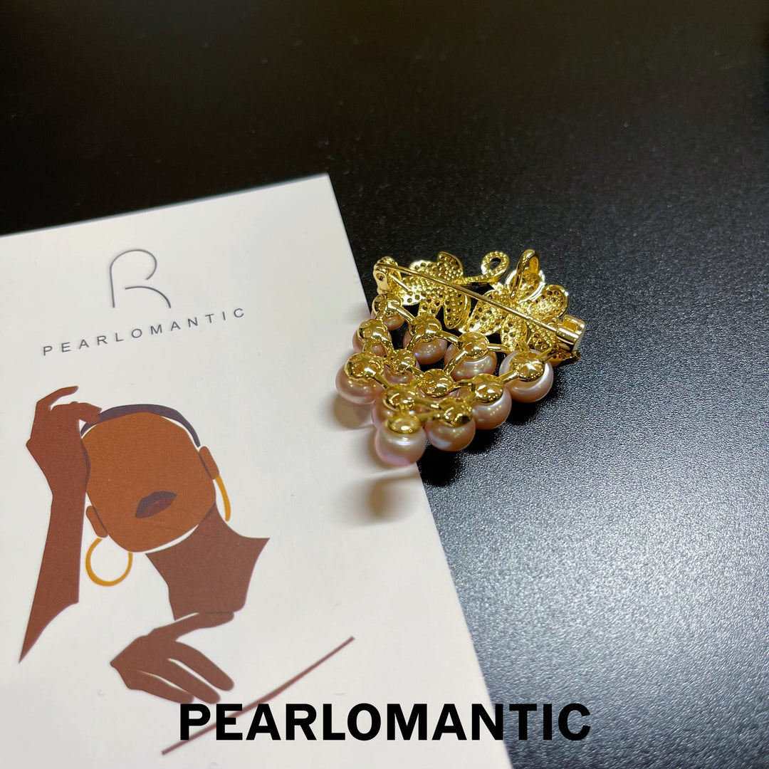 [Everyday Essentials] Freshwater Pearl Multi-Sizes Lil Grape Design Brooch w/ S925