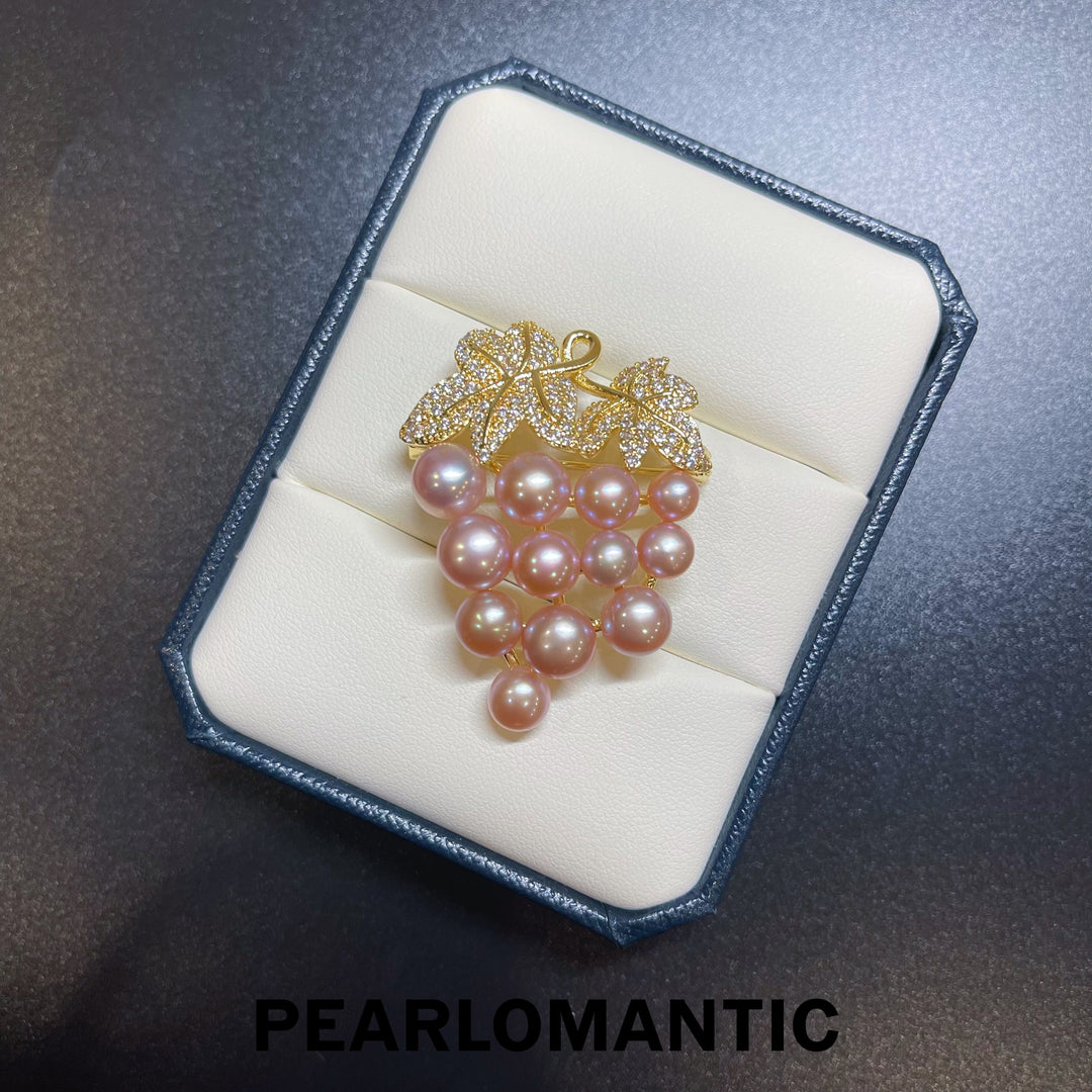 [Everyday Essentials] Freshwater Pearl Multi-Sizes Lil Grape Design Brooch w/ S925