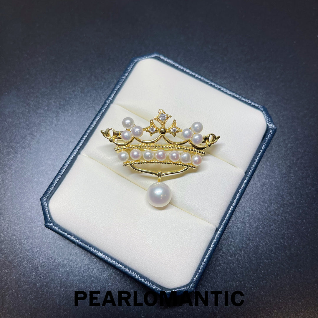 [Everyday Essentials] Freshwater Pearl 3-8mm Crown Design Brooch w/ S925