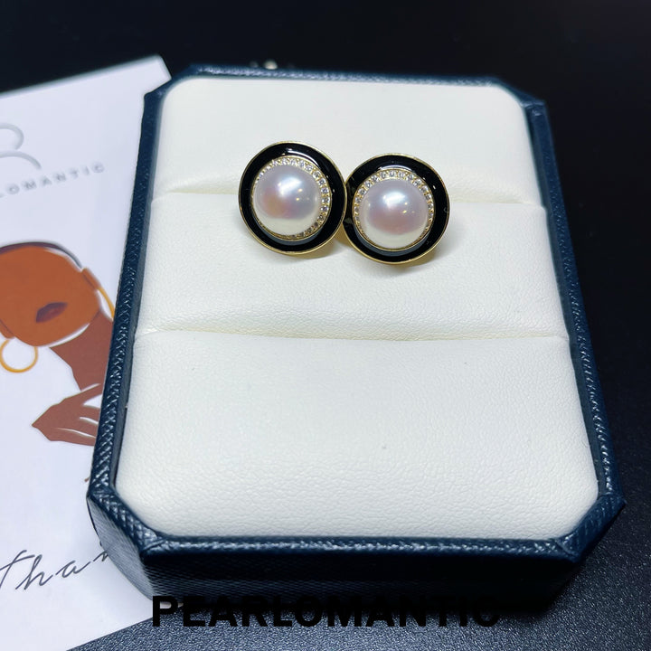 [Everyday Essentials] Freshwater Pearl 9-10mm Round Design Earrings w/ S925