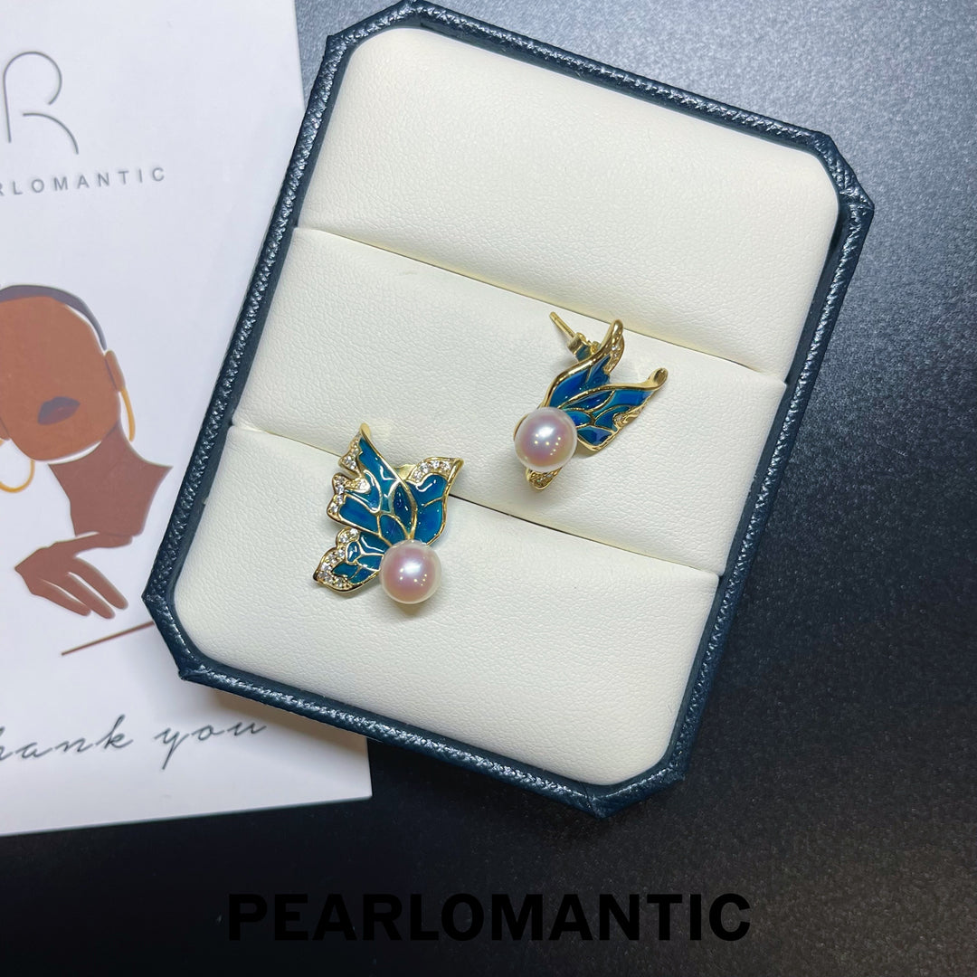 [Everyday Essentials] Freshwater Pearl 7-8mm Butterfly Design Earrings w/ S925