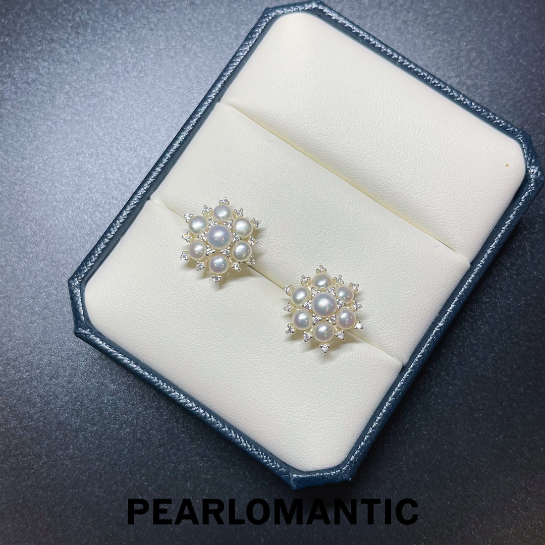 [Everyday Essentials] Freshwater Pearl 3-4mm Snow Flakes Design Earrings w/ S925