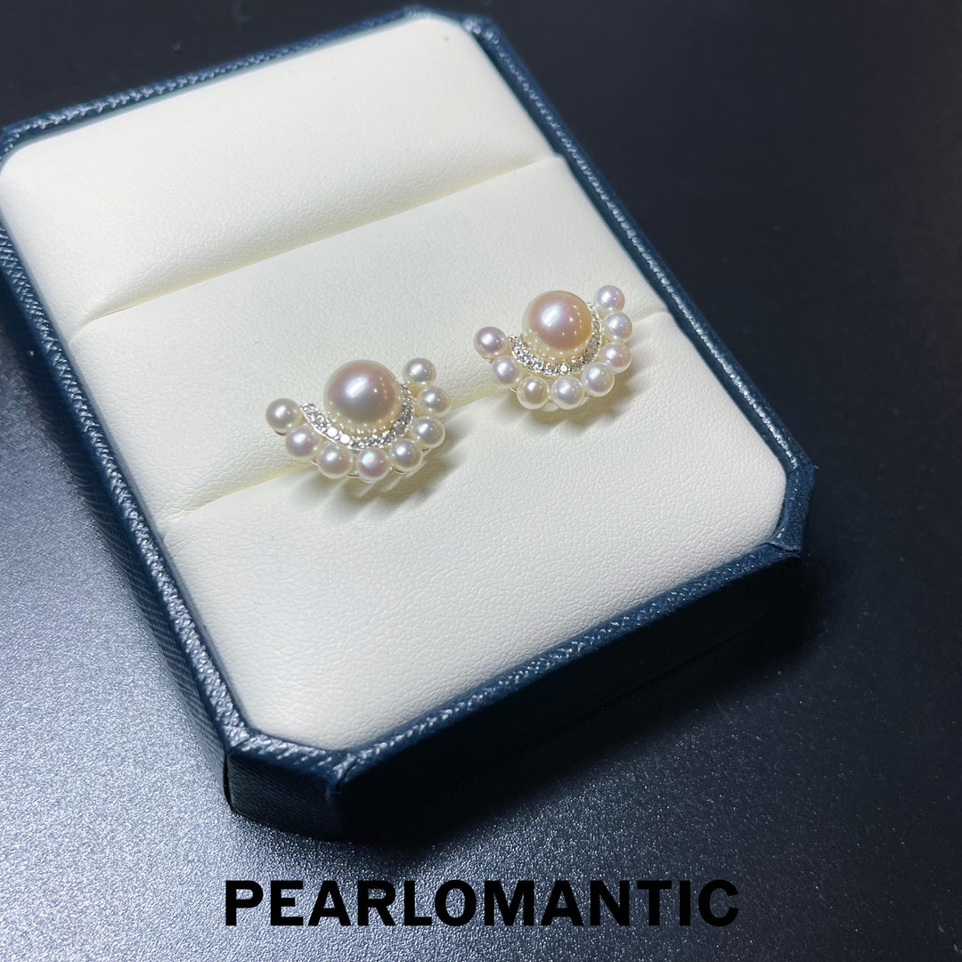 [Everyday Essentials] Freshwater Pearl 2.5-7mm Half Moon Design Earrings w/ S925