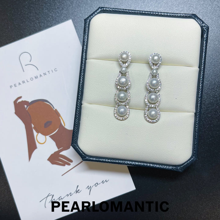 [Everyday Essentials] Freshwater Pearl 4-5mm Triple Drop Dangling Earrings w/ S925