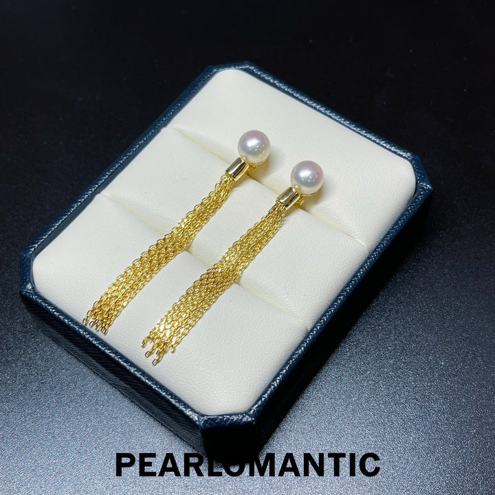 [Everyday Essentials] Freshwater Pearl 7.5-8.5mm Tassel Earrings w/ S925