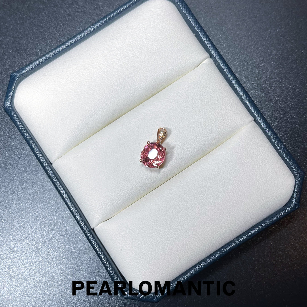 [Fine Jewerly] Pink Tourmaline 2.01ct Pendant w/ 18k Rose Gold & Diamond