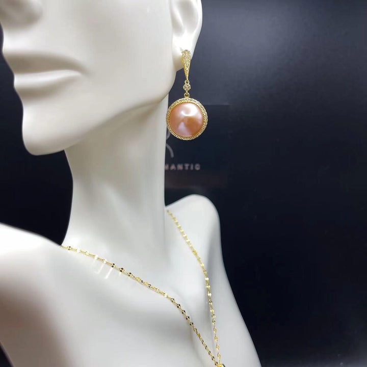 [Designer’s Choice] Rare Big Size Baroque SET Freshwater Pearl Natural Color Golden Pinky