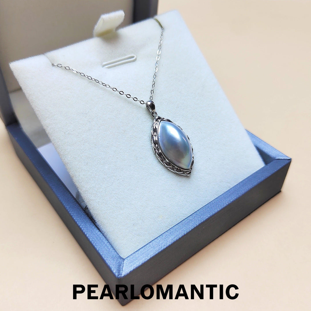 【Fine Jewelry】Collection Level - 18k White Gold Japanese Mabe Natural Sky Color